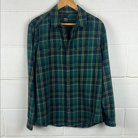 Prana men’s plaid edgewater button up long sleeve shirt - Picture 1 of 6